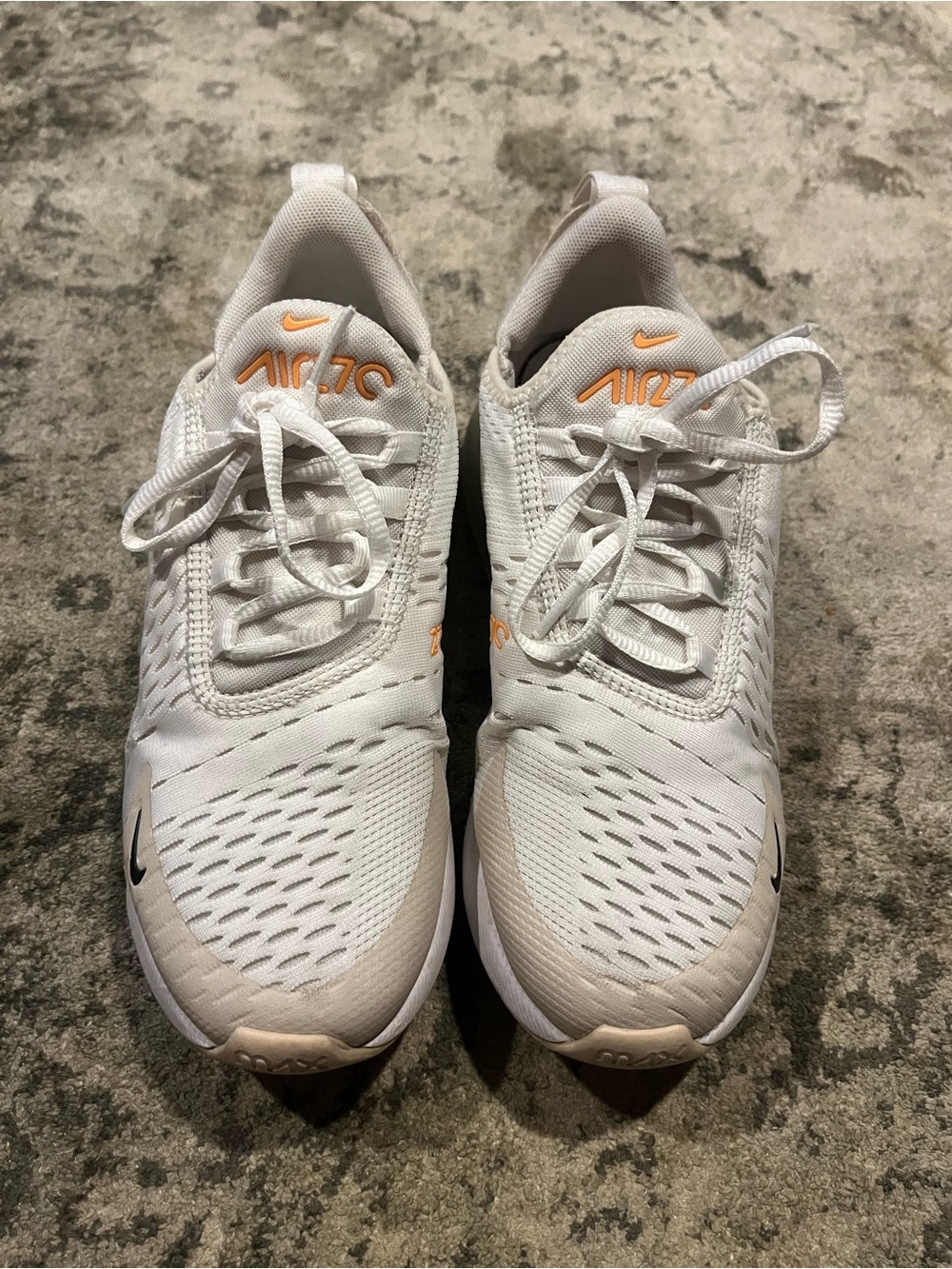Nike Women's White Sneakers with Light Beige and Orange Accents